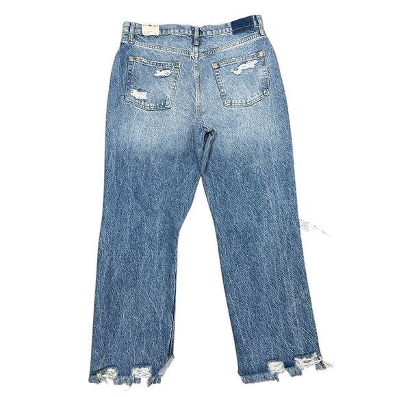 WE The FREE PEOPLE NWT Tapered Baggy Boyfriend High Rise Jeans Sz 31 Distressed - Picture 5 of 15